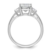 14K White Gold 0.50 Carat Lab Grown Diamond VS+ F+ Half Moon 1.50 Carat Princess Center Semi Mount Three Stone Engagement Ring view 2