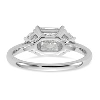 14K White Gold 0.50 Carat Lab Grown Diamond VS+ F+ Half Moon 1.50 Carat Princess Center Semi Mount Three Stone Engagement Ring view 5