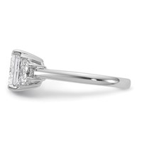 14K White Gold 2.50 Carat Certified Lab Grown Diamond VS SI+ G+ Princess and Half Moon Complete Three Stone Engagement Ring view 3