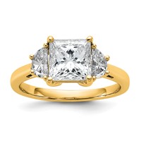 14K Yellow Gold 2.50 Carat Certified Lab Grown Diamond VS SI+ G+ Princess and Half Moon Complete Three Stone Engagement Ring view 1