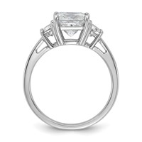 14K White Gold 0.50 Carat Lab Grown Diamond VS SI+ G+ Half Moon 2 Carat Princess Center Semi Mount Three Stone Engagement Ring view 2
