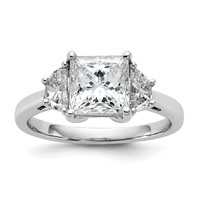 14K White Gold 0.50 Carat Lab Grown Diamond VS SI+ G+ Half Moon 2 Carat Princess Center Semi Mount Three Stone Engagement Ring view 1