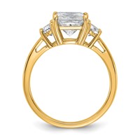 14K Yellow Gold 0.50 Carat Lab Grown Diamond VS+ F+ Half Moon 2 Carat Princess Center Semi Mount Three Stone Engagement Ring view 2