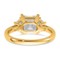 14K Yellow Gold 0.50 Carat Lab Grown Diamond VS+ F+ Half Moon 2 Carat Princess Center Semi Mount Three Stone Engagement Ring view 5
