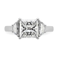 14K White Gold 3.12 Carat Certified Lab Grown Diamond VS+ F+ Princess and Half Moon Complete Three Stone Engagement Ring view 4