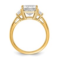 14K Yellow Gold 3.12 Carat Certified Lab Grown Diamond VS+ F+ Princess and Half Moon Complete Three Stone Engagement Ring view 2