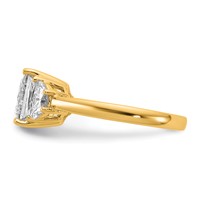 14K Yellow Gold 3.12 Carat Certified Lab Grown Diamond VS+ F+ Princess and Half Moon Complete Three Stone Engagement Ring view 3