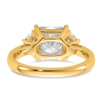 14K Yellow Gold 3.12 Carat Certified Lab Grown Diamond VS+ F+ Princess and Half Moon Complete Three Stone Engagement Ring view 5