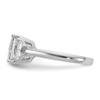 14K White Gold 0.62 Carat Lab Grown Diamond VS SI+ G+ Half Moon 2.50 Carat Princess Center Semi Mount Three Stone Engagement Ring view 3