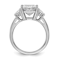 14K White Gold 4 Carat Certified Lab Grown Diamond VS+ F+ Princess and Half Moon Complete Three Stone Engagement Ring view 2