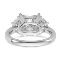 14K White Gold 4 Carat Certified Lab Grown Diamond VS+ F+ Princess and Half Moon Complete Three Stone Engagement Ring view 5