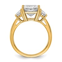 14K Yellow Gold 4 Carat Certified Lab Grown Diamond VS SI+ G+ Princess and Half Moon Complete Three Stone Engagement Ring view 2