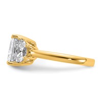 14K Yellow Gold 4 Carat Certified Lab Grown Diamond VS SI+ G+ Princess and Half Moon Complete Three Stone Engagement Ring view 3