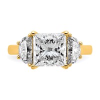 14K Yellow Gold 4 Carat Certified Lab Grown Diamond VS SI+ G+ Princess and Half Moon Complete Three Stone Engagement Ring view 4