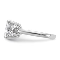 14K White Gold 1 Carat Lab Grown Diamond VS SI+ G+ Half Moon 3 Carat Princess Center Semi Mount Three Stone Engagement Ring view 3