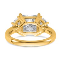 14K Yellow Gold 1 Carat Lab Grown Diamond VS SI+ G+ Half Moon 3 Carat Princess Center Semi Mount Three Stone Engagement Ring view 5