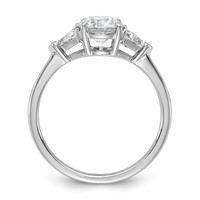 14K White Gold 1.50 Carat Certified Lab Grown Diamond VS SI+ G+ Round and Triangle Complete Three Stone Engagement Ring view 2