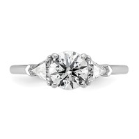 14K White Gold 1.50 Carat Certified Lab Grown Diamond VS SI+ G+ Round and Triangle Complete Three Stone Engagement Ring view 4