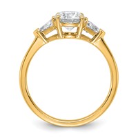 14K Yellow Gold 1.50 Carat Certified Lab Grown Diamond VS+ F+ Round and Triangle Complete Three Stone Engagement Ring view 2