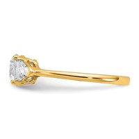 14K Yellow Gold 1.50 Carat Certified Lab Grown Diamond VS+ F+ Round and Triangle Complete Three Stone Engagement Ring view 3