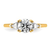 14K Yellow Gold 1.50 Carat Certified Lab Grown Diamond VS+ F+ Round and Triangle Complete Three Stone Engagement Ring view 4