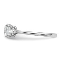 14K White Gold 0.50 Carat Lab Grown Diamond VS SI+ G+ Triangle 1 Carat Round Semi Mount Three Stone Engagement Ring view 3