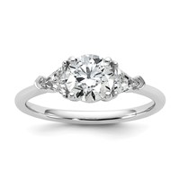 14K White Gold 0.50 Carat Lab Grown Diamond VS SI+ G+ Triangle 1 Carat Round Semi Mount Three Stone Engagement Ring view 1