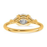 14K Yellow Gold 0.50 Carat Lab Grown Diamond VS SI+ G+ Triangle 1 Carat Round Semi Mount Three Stone Engagement Ring view 5