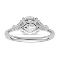 14K White Gold 2 Carat Certified Lab Grown Diamond VS+ F+ Round and Triangle Complete Three Stone Engagement Ring view 5
