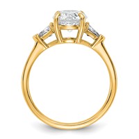 14K Yellow Gold 2 Carat Certified Lab Grown Diamond VS+ F+ Round and Triangle Complete Three Stone Engagement Ring view 2