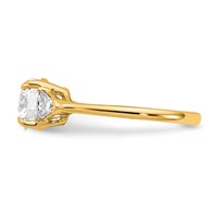 14K Yellow Gold 2 Carat Certified Lab Grown Diamond VS+ F+ Round and Triangle Complete Three Stone Engagement Ring view 3