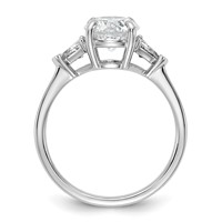14K White Gold 0.50 Carat Lab Grown Diamond VS SI+ G+ Triangle 1.50 Carat Round Semi Mount Three Stone Engagement Ring view 2