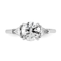 14K White Gold 0.50 Carat Lab Grown Diamond VS SI+ G+ Triangle 1.50 Carat Round Semi Mount Three Stone Engagement Ring view 4