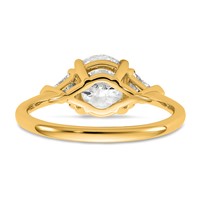 14K Yellow Gold 0.50 Carat Lab Grown Diamond VS SI+ G+ Triangle 1.50 Carat Round Semi Mount Three Stone Engagement Ring view 5