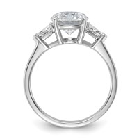 14K White Gold 2.50 Carat Certified Lab Grown Diamond VS+ F+ Round and Triangle Complete Three Stone Engagement Ring view 2