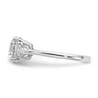 14K White Gold 2.50 Carat Certified Lab Grown Diamond VS+ F+ Round and Triangle Complete Three Stone Engagement Ring view 3