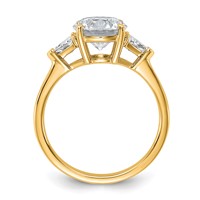 14K Yellow Gold 2.50 Carat Certified Lab Grown Diamond VS SI+ G+ Round and Triangle Complete Three Stone Engagement Ring view 2