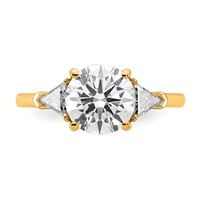 14K Yellow Gold 2.50 Carat Certified Lab Grown Diamond VS SI+ G+ Round and Triangle Complete Three Stone Engagement Ring view 4