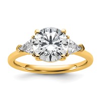 14K Yellow Gold 2.50 Carat Certified Lab Grown Diamond VS SI+ G+ Round and Triangle Complete Three Stone Engagement Ring view 1
