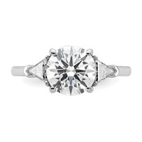 14K White Gold 0.50 Carat Lab Grown Diamond VS SI+ G+ Triangle 2 Carat Round Semi Mount Three Stone Engagement Ring view 4