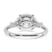 14K White Gold 0.50 Carat Lab Grown Diamond VS SI+ G+ Triangle 2 Carat Round Semi Mount Three Stone Engagement Ring view 5
