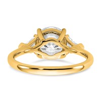 14K Yellow Gold 0.50 Carat Lab Grown Diamond VS+ F+ Triangle 2 Carat Round Semi Mount Three Stone Engagement Ring view 5