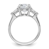 14K White Gold 3.12 Carat Certified Lab Grown Diamond VS SI+ G+ Round and Triangle Complete Three Stone Engagement Ring view 2