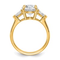 14K Yellow Gold 3.12 Carat Certified Lab Grown Diamond VS SI+ G+ Round and Triangle Complete Three Stone Engagement Ring view 2