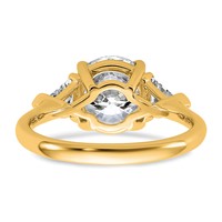 14K Yellow Gold 3.12 Carat Certified Lab Grown Diamond VS SI+ G+ Round and Triangle Complete Three Stone Engagement Ring view 5