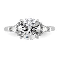 14K White Gold 0.62 Carat Lab Grown Diamond VS+ F+ Triangle 2.50 Carat Round Semi Mount Three Stone Engagement Ring view 4