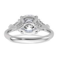14K White Gold 0.62 Carat Lab Grown Diamond VS+ F+ Triangle 2.50 Carat Round Semi Mount Three Stone Engagement Ring view 5