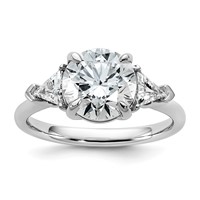 14K White Gold 0.62 Carat Lab Grown Diamond VS+ F+ Triangle 2.50 Carat Round Semi Mount Three Stone Engagement Ring view 1