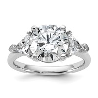 14K White Gold 4.12 Carat Certified Lab Grown Diamond VS+ F+ Round and Triangle Complete Three Stone Engagement Ring view 1