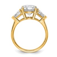 14K Yellow Gold 4.12 Carat Certified Lab Grown Diamond VS SI+ G+ Round and Triangle Complete Three Stone Engagement Ring view 2